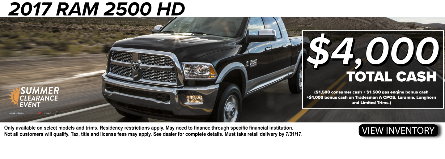 2017 RAM 2500HD special offer